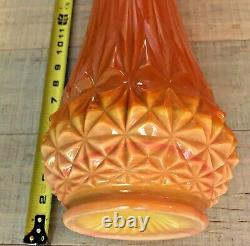 L E Smith Swung Bittersweet Vase 22 Diamond Cut Orange Slag Glass Vintage