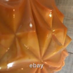 L E Smith Swung Bittersweet Vase 22 Diamond Cut Orange Slag Glass Vintage