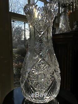 L. Straus & Sons Cut Glass Electra 16 American Brilliant Vase c. 1900