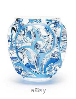 Lalique Tourbillons Small Vase Height 12cm / 5, Clear with Blue Patina 10442100