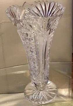 Large 10 T Stunning ABP Brilliant Period Cut Glass Vase