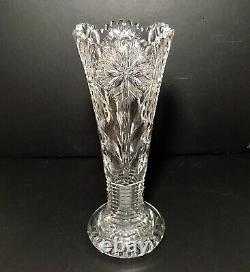 Large 12 Irving American Brilliant Cut Glass Vase in Butterfly 556 Motif ABP