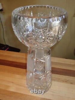 Large 15 Brilliant Cut Crystal Vase Free Blown Glass Hobstar Trophy Award