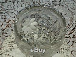 Large 16 Antique ABP American Brilliant Deep Cut Crystal Vase/ Art Nouveau