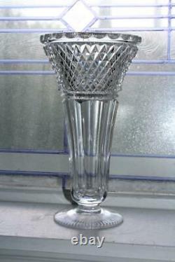 Large Antique American Brilliant Period Cut Crystal Trumpet Vase