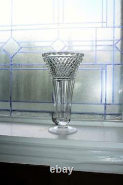 Large Antique American Brilliant Period Cut Crystal Trumpet Vase