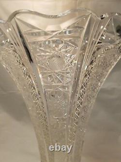 Large Antique Cut Glass & Signed Sterling Silver Austro-Hungarian Vase