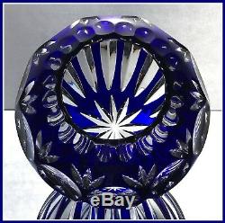 Large COBALT BLUE Rose Bowl Vase CUT TO CLEAR CRYSTAL Nachtmann GERMANY Bamberg
