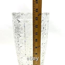 Large Clear Cut Lead Crystal Vase 13.75 Heavy 8lbs Fan Cut Top Rainbow Prisms