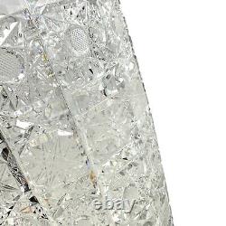 Large Clear Cut Lead Crystal Vase 13.75 Heavy 8lbs Fan Cut Top Rainbow Prisms