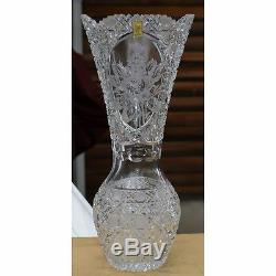 Large German Meissen Echt Meissener Breikristall Clear Crystal Cut Vase Flower
