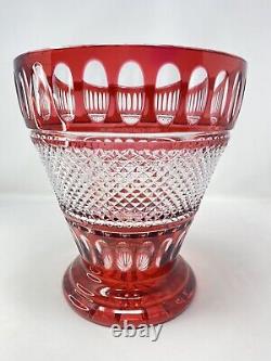 Large Godinger Legends Cut To Clear Crystal Centerpiece Vase Cranberry Red