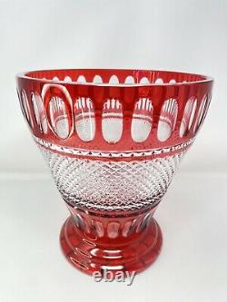 Large Godinger Legends Cut To Clear Crystal Centerpiece Vase Cranberry Red