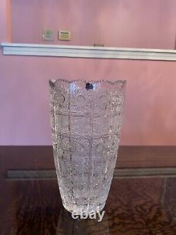 Large Gorgeous Czech Bohemian Hand Cut Crystal Glass Vase Brand New