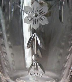 Large Impressive American Cut & Etched Glass Vase w Controlled Bubble Stem