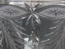 Large Impressive American Cut & Etched Glass Vase w Controlled Bubble Stem