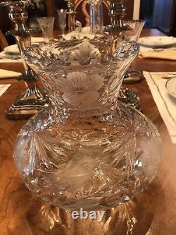 Large L. Straus & Sons NY SONGBIRD WITH FLOWERS ABP Cut Glass FLOWER CENTER