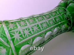 Large Vase Crystal Glas Flashed Glass Smaragd-Grün Hand Cut Um 68.8oz866
