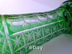 Large Vase Crystal Glas Flashed Glass Smaragd-Grün Hand Cut Um 68.8oz866