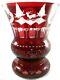 Large Vintage Bohemian Cut To Clear Ruby Red Glass Pedestal Vase By Egermann