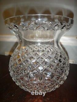 Large Waterford Cut Crystal Corset Flower Vase Master Cutter 9 Bulb Pineapple