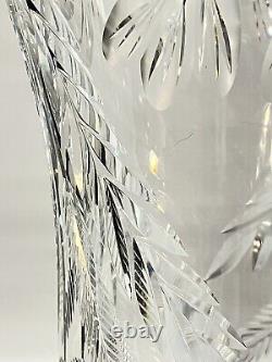 Libbey Brilliant Period cut glass corset vase 12