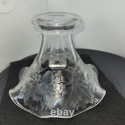 Libbey Cut And Etched Glass Dish/Vase With Floral Pattern 1906 Era Signature