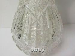 Libbey ELLSMERE American Brilliant Cut Glass Vase, Reed & Barton Sterling Top