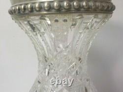 Libbey ELLSMERE American Brilliant Cut Glass Vase, Reed & Barton Sterling Top