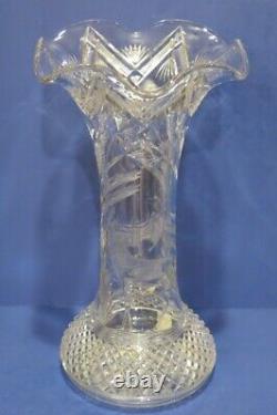 Libbey Rare Antique Monumental 18 Vase Cut Glass Deer (Stag) Exhibition