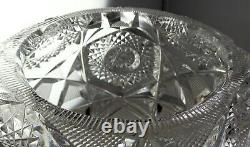 Libbey Stratford Large ABP American Brilliant Cut Glass Rosebowl as is Deep Cu