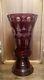 Lobmyer 1920's Ruby Red Cut Etched Glass Vase Large Heavy 11-3/4 Tall