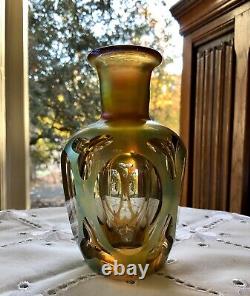 Lundberg Studios Gothic Trefoil 5 Vase / Cased Iridescent Cut to Clear Jim Shaw