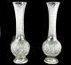 M032 Pair Tall Antique Cut Glass Vases Probably Thomas Webb 40cm 15 5/8 Tall