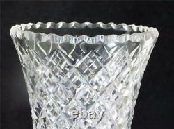 M032 PAIR TALL ANTIQUE CUT GLASS VASES PROBABLY THOMAS WEBB 40cm 15 5/8 tall
