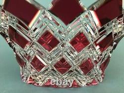 MCM Caesar Crystal Bohemian Cut To Clear Red Crystal Harlequin Flower Bowl Vase