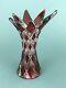 Mcm Caesar Crystal Bohemian Cut To Clear Red Crystal Harlequin Flower Vase 10.5