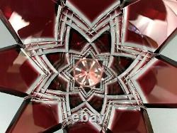 MCM Caesar Crystal Bohemian Cut To Clear Red Crystal Harlequin Flower Vase 10.5