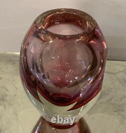 MCM Murano Art Glass Raspberry Purple Faceted Cut Sommerso Vase (Flavio Poli)
