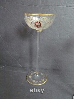 MOSER Bohemian hand blown cut crystal Intalgio set of 9 long stem glasses 6.25