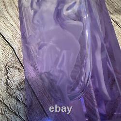 MOSER Glass Cut To Frosted Seductive Woman Art Amethyst Purple Estate Vase