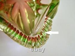MOSER Vintage Bohemian URANIUM Cut Glass VASE Bowl Sommerso Glass 8.9 long