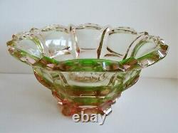 MOSER Vintage Czech/ Bohemian URANIUM Cut Glass VASE Bowl Sommerso Glass 1930s