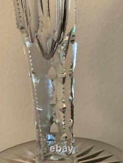 Magnificent Dorflinger American Brilliant Bi-color Cut Glass Trumpet Vase 14