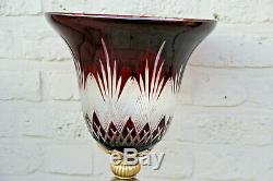 Majestical Czech Bohemian ruby red glass cut Centerpiece Vase