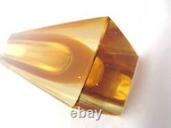 Mandruzzato golden amber square sommerso block cut art glass vase vintage Murano