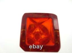 Mandruzzato red & amber prism cut sommerso faceted art glass vase