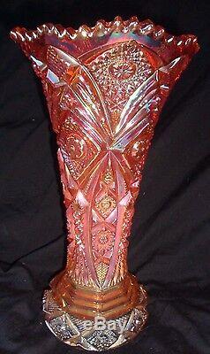 Marigold Carnival Hobstar Flowers NU-CUT Vase 9 3/4 Imperial
