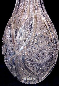 Massive ABP BRILLIANT CUT GLASS CRYSTAL Bulbous Vase Hobstars 14