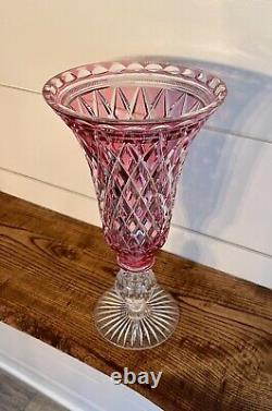 Massive PAIRPOINT Art Deco Cut Glass Diamond Pattern Vase on Pedestal-13